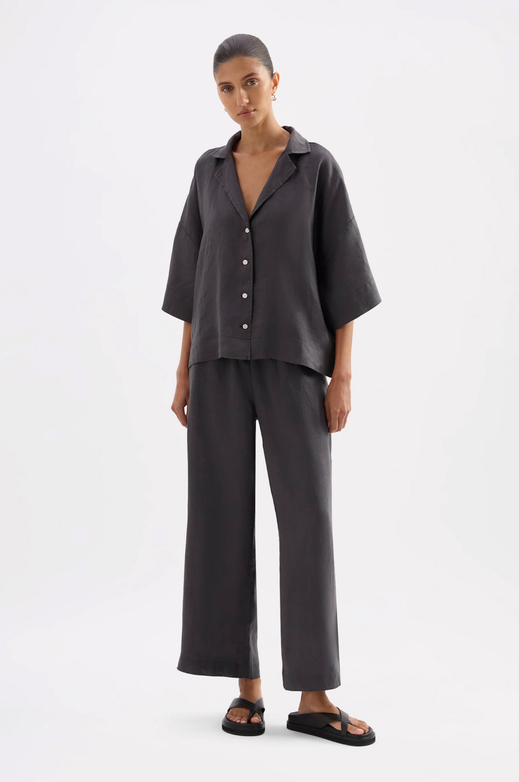LOUNGE LINEN CROP PANT