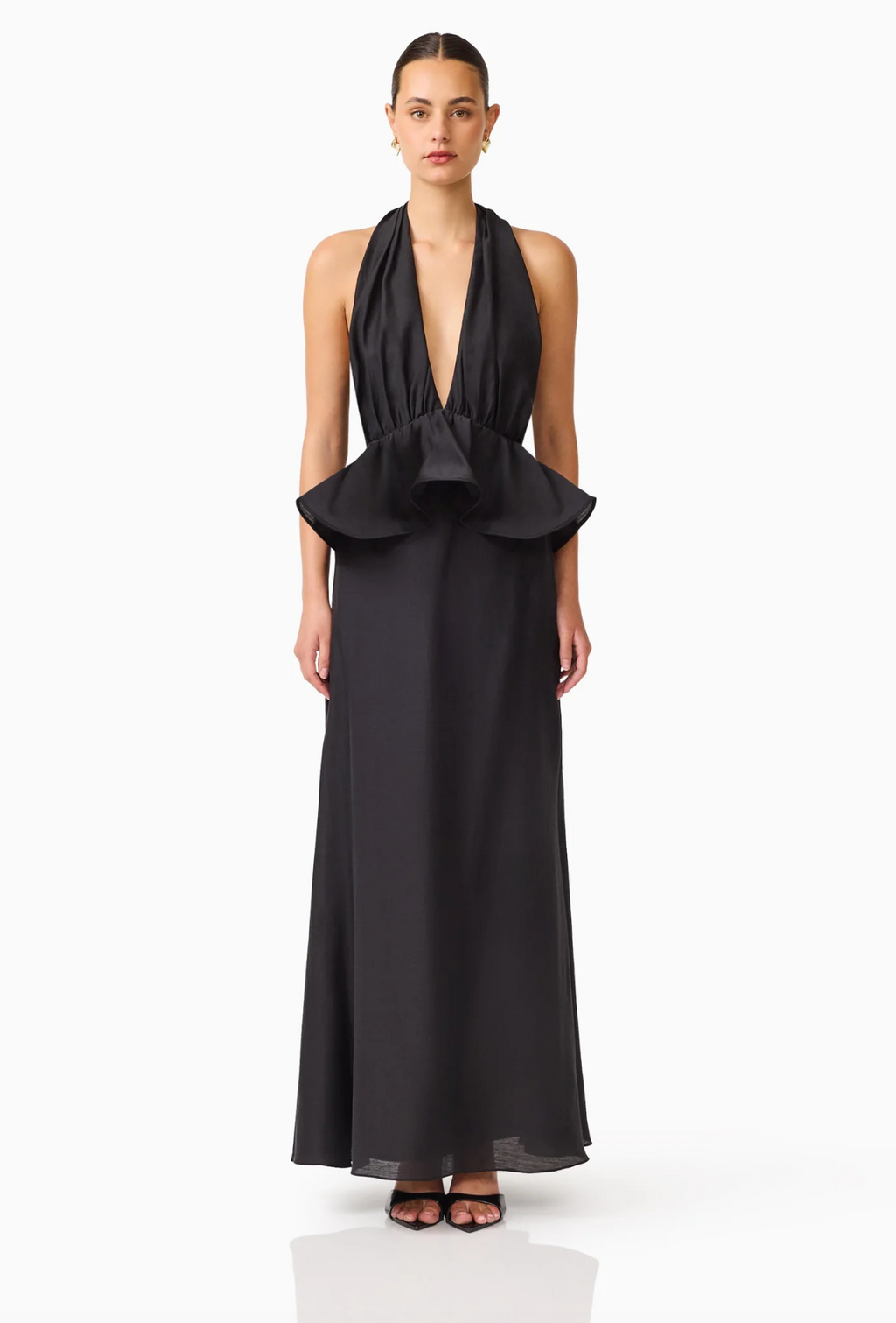 FIORINA HALTER NECK PEPLUM GOWN