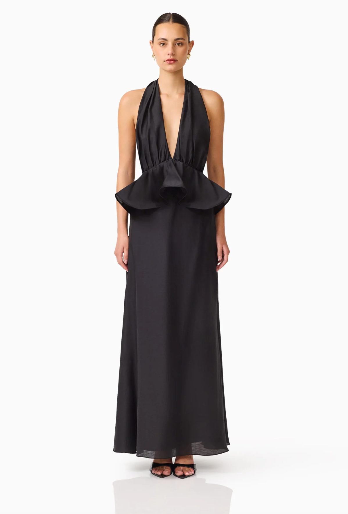 FIORINA HALTER NECK PEPLUM GOWN