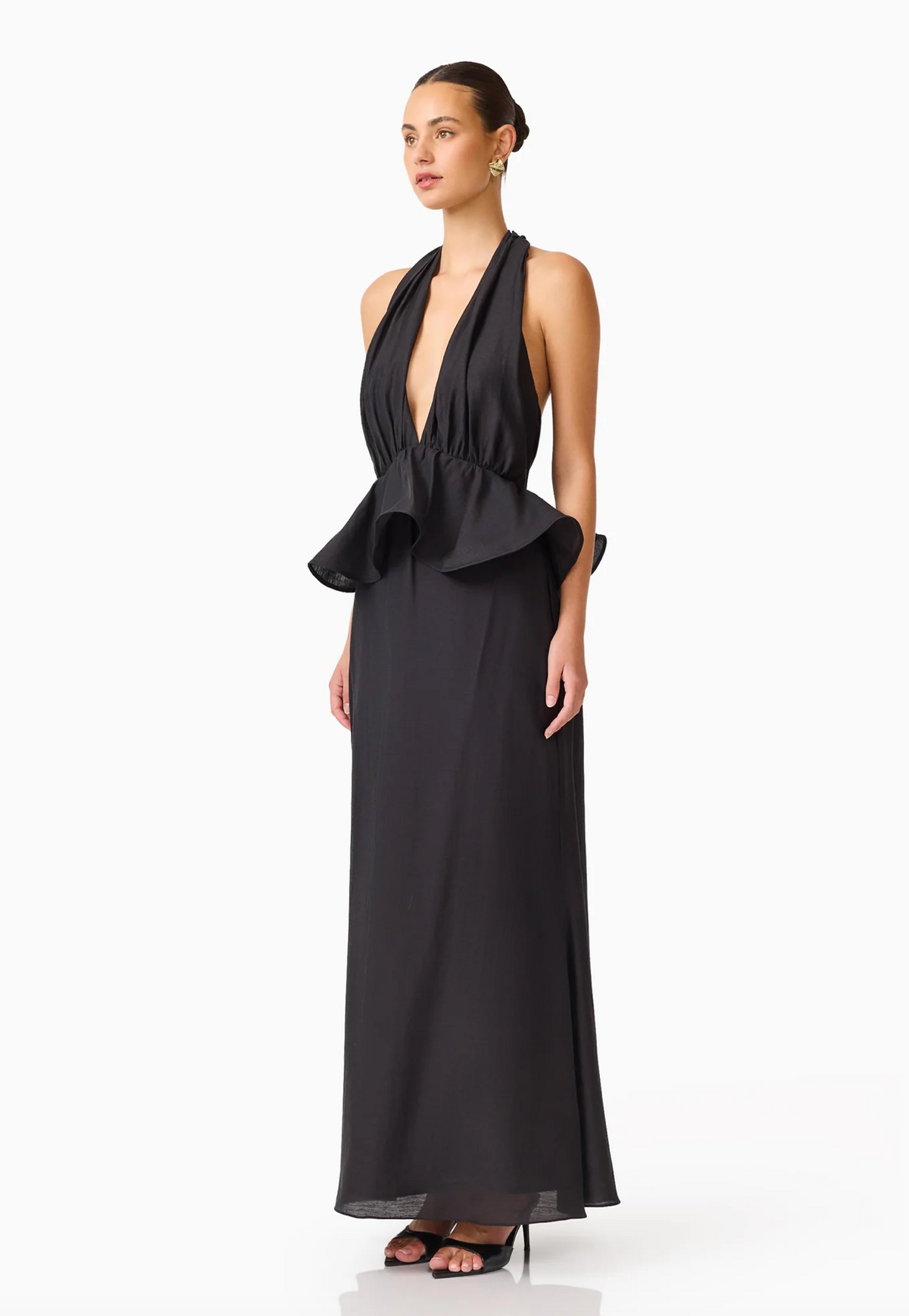 FIORINA HALTER NECK PEPLUM GOWN