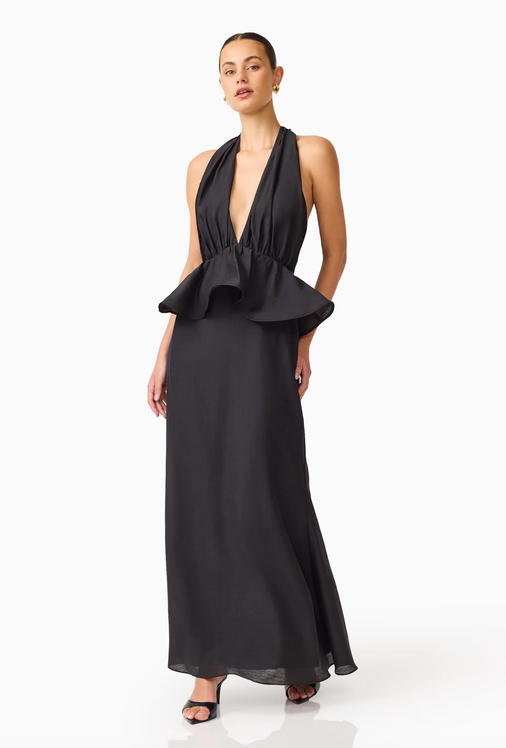 FIORINA HALTER NECK PEPLUM GOWN