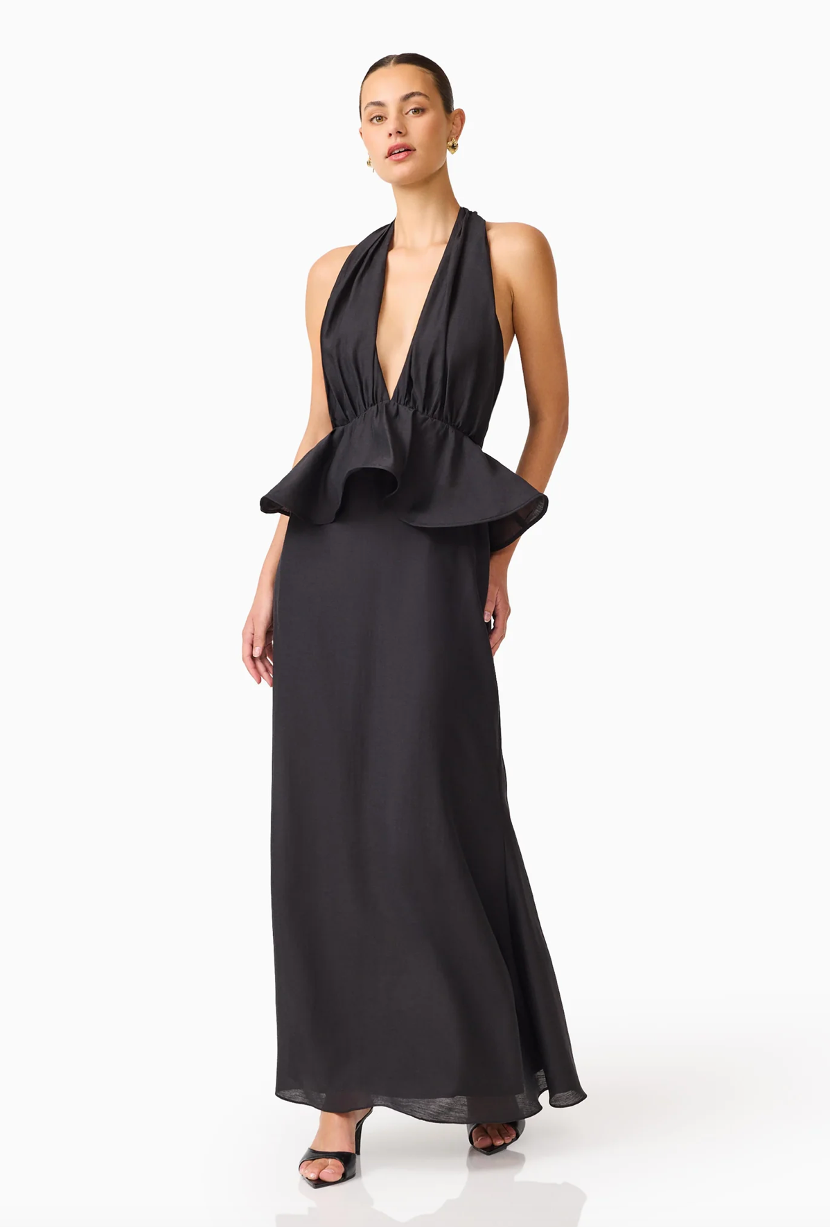 FIORINA HALTER NECK PEPLUM GOWN