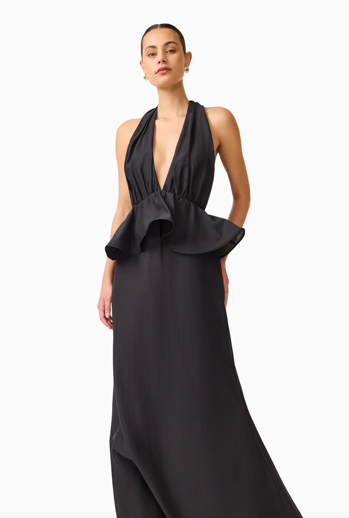 FIORINA HALTER NECK PEPLUM GOWN