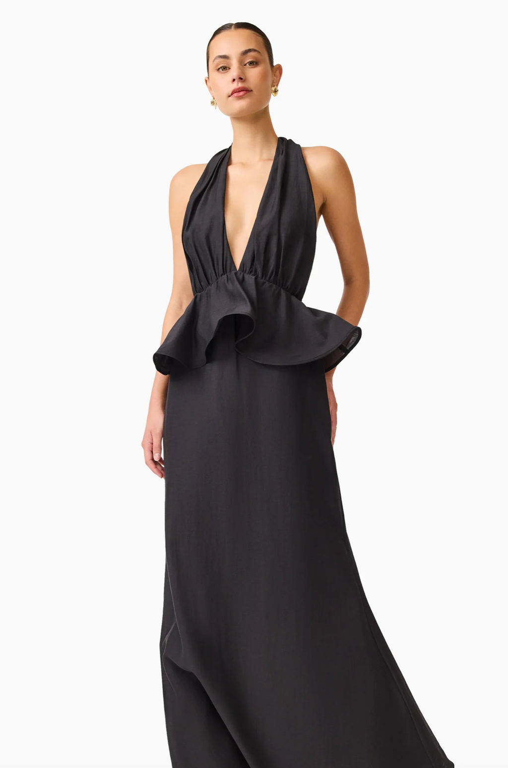 FIORINA HALTER NECK PEPLUM GOWN