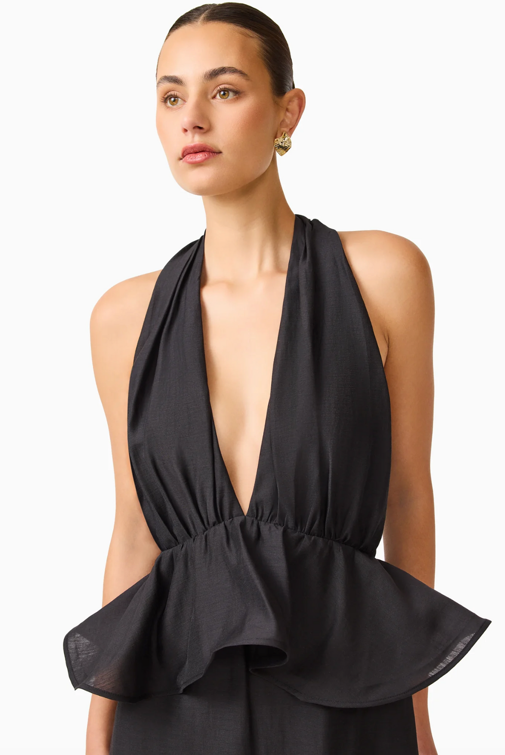 FIORINA HALTER NECK PEPLUM GOWN