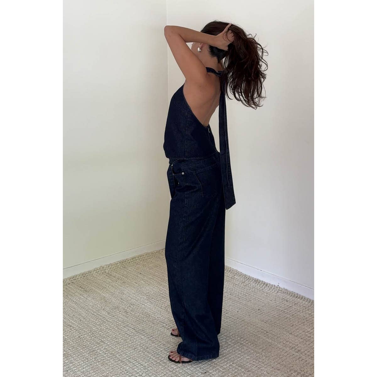 Self-Tie Belt Loose Baggy Fit Denim Pants