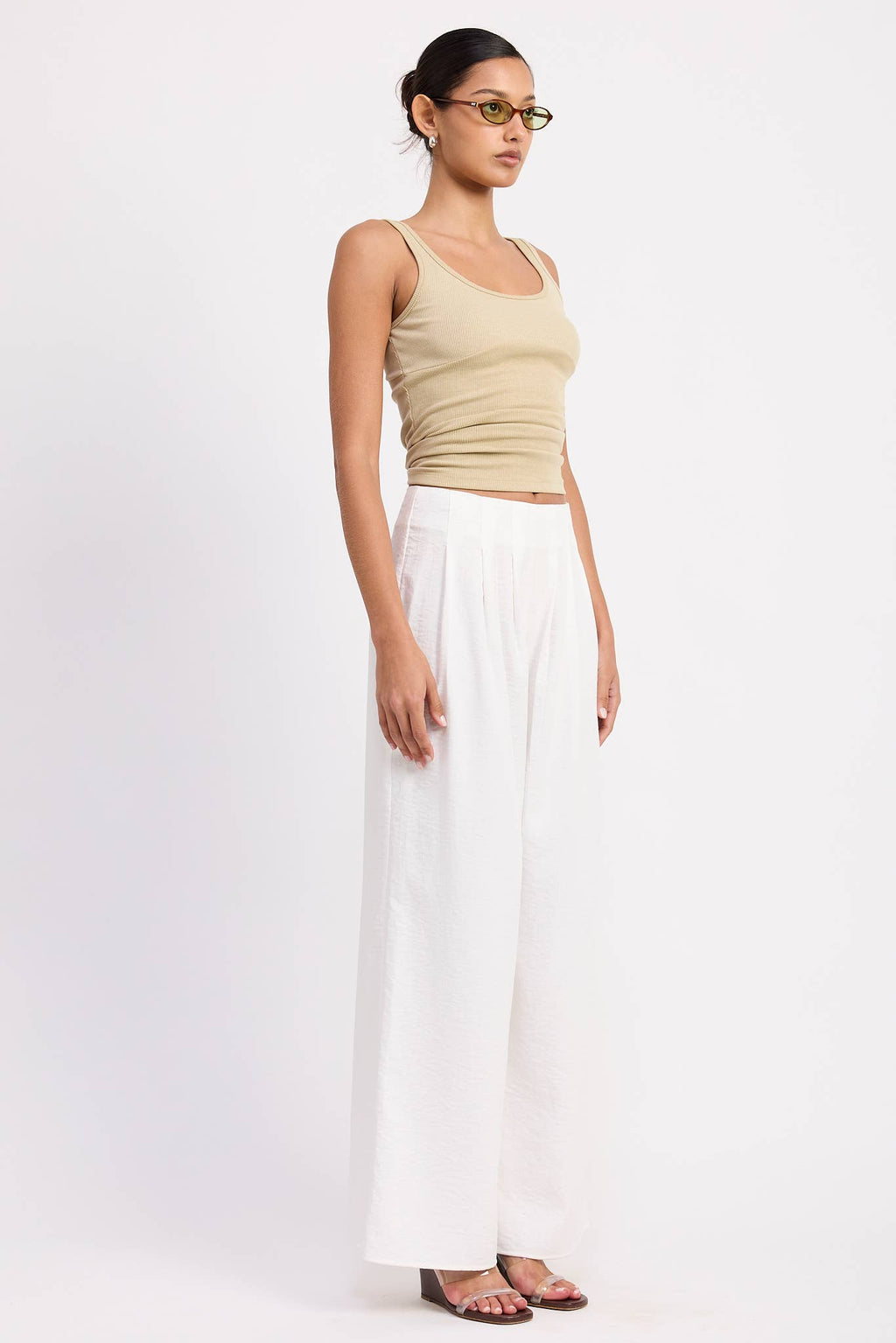 HIGH WAIST PLEATED WIDE LEG PANTS