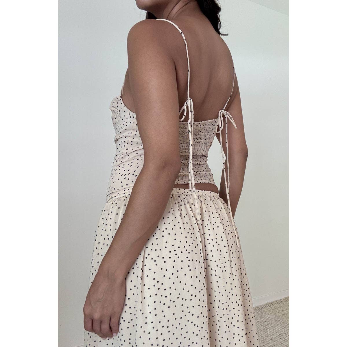 Polka Dot Print Chiffon Bodycon Bustier Top