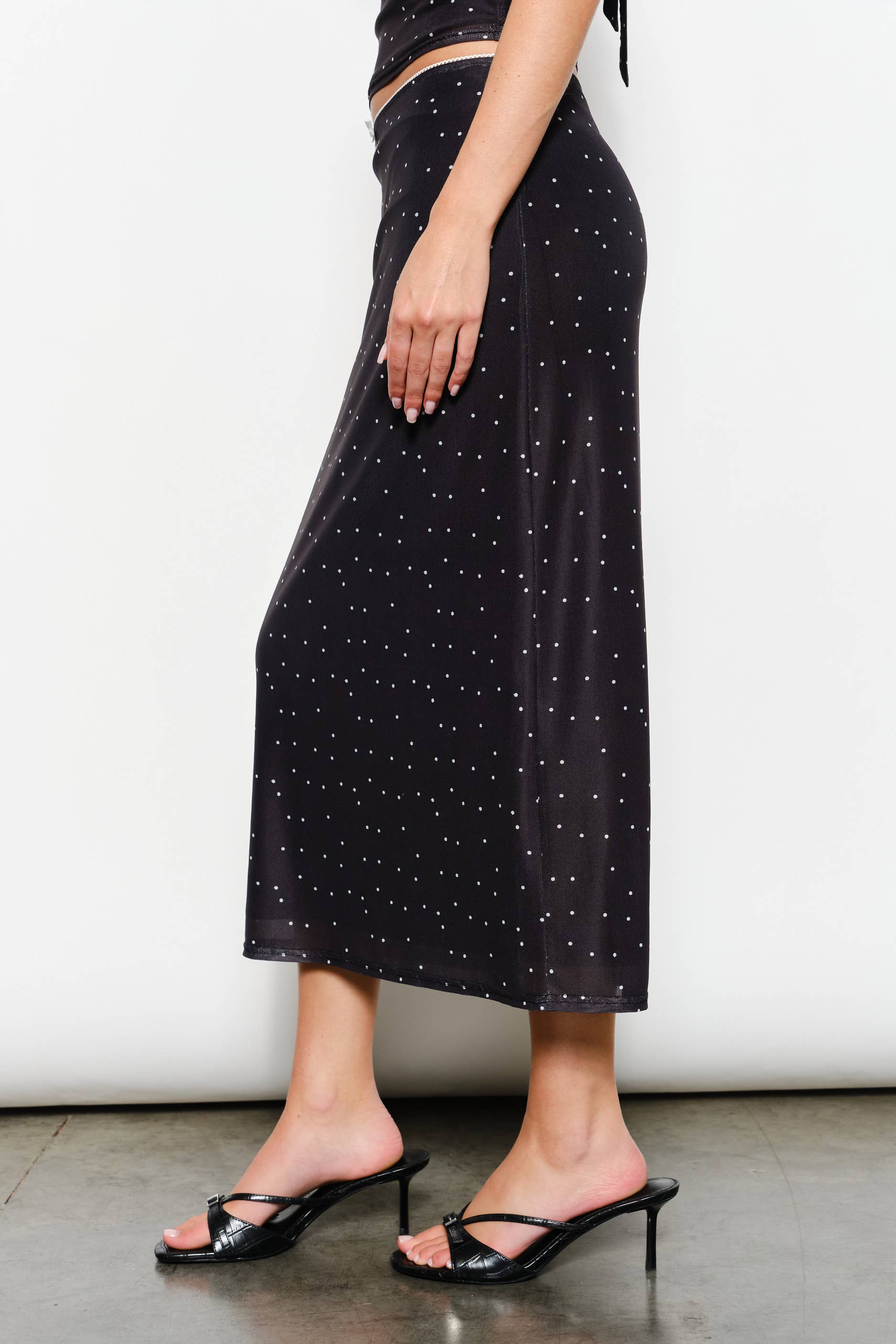 GENEVA POLKADOT MESH MIDI SKIRT