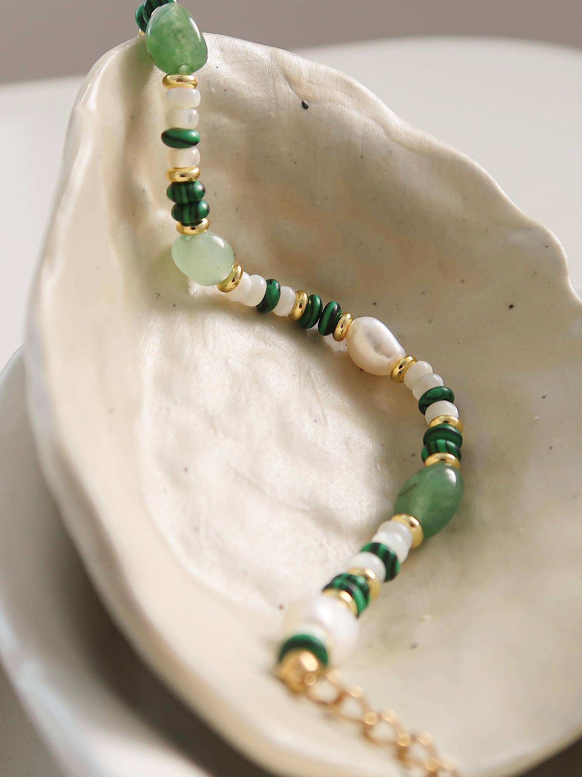 18K Non-Tarnish Bohemian Stone & Bead Bracelet
