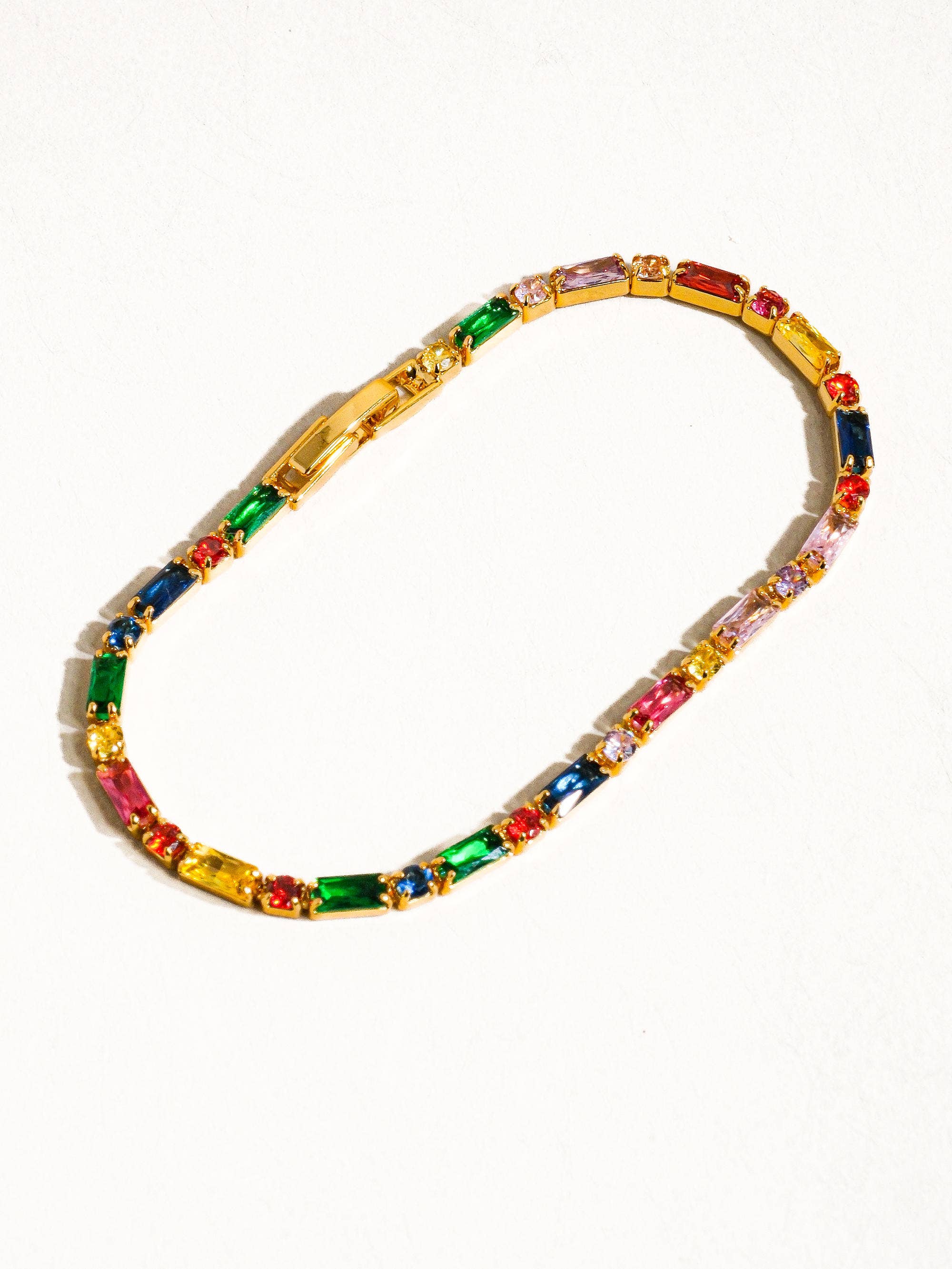 18K GOLD MULTICOLOR CHAIN BRACELET