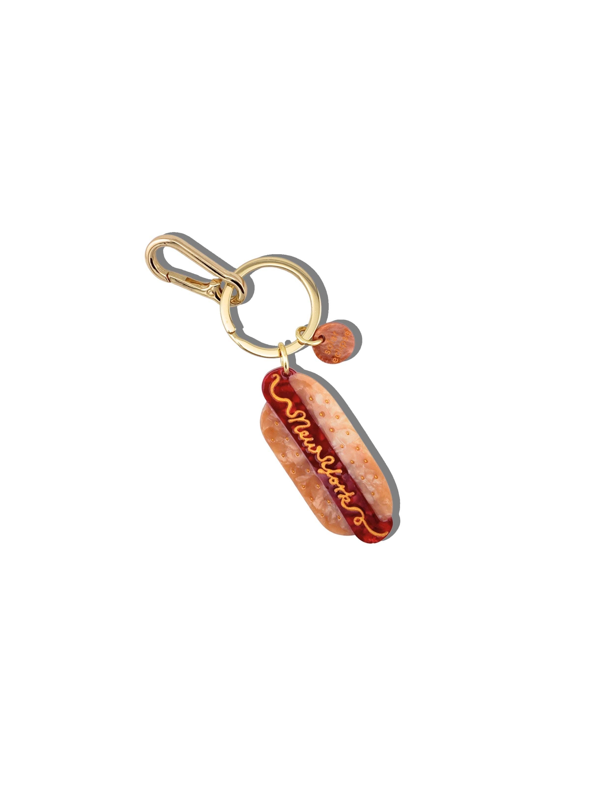 Hand-painted Mini New York Hotdog Bag Charm + Keychain
