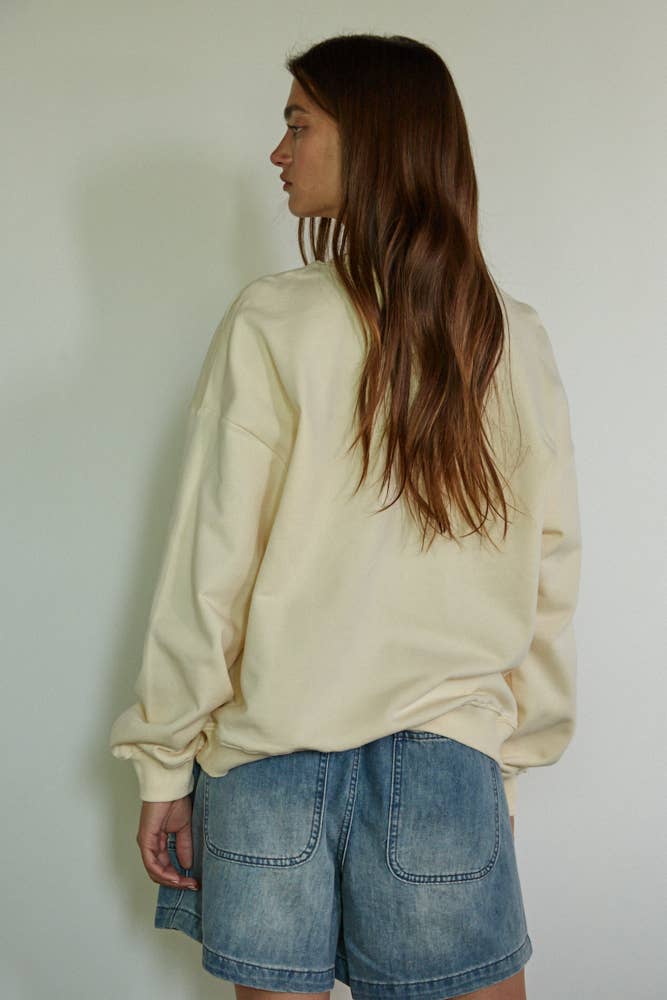 Knit Cotton Pullover Top With USA Patch Work