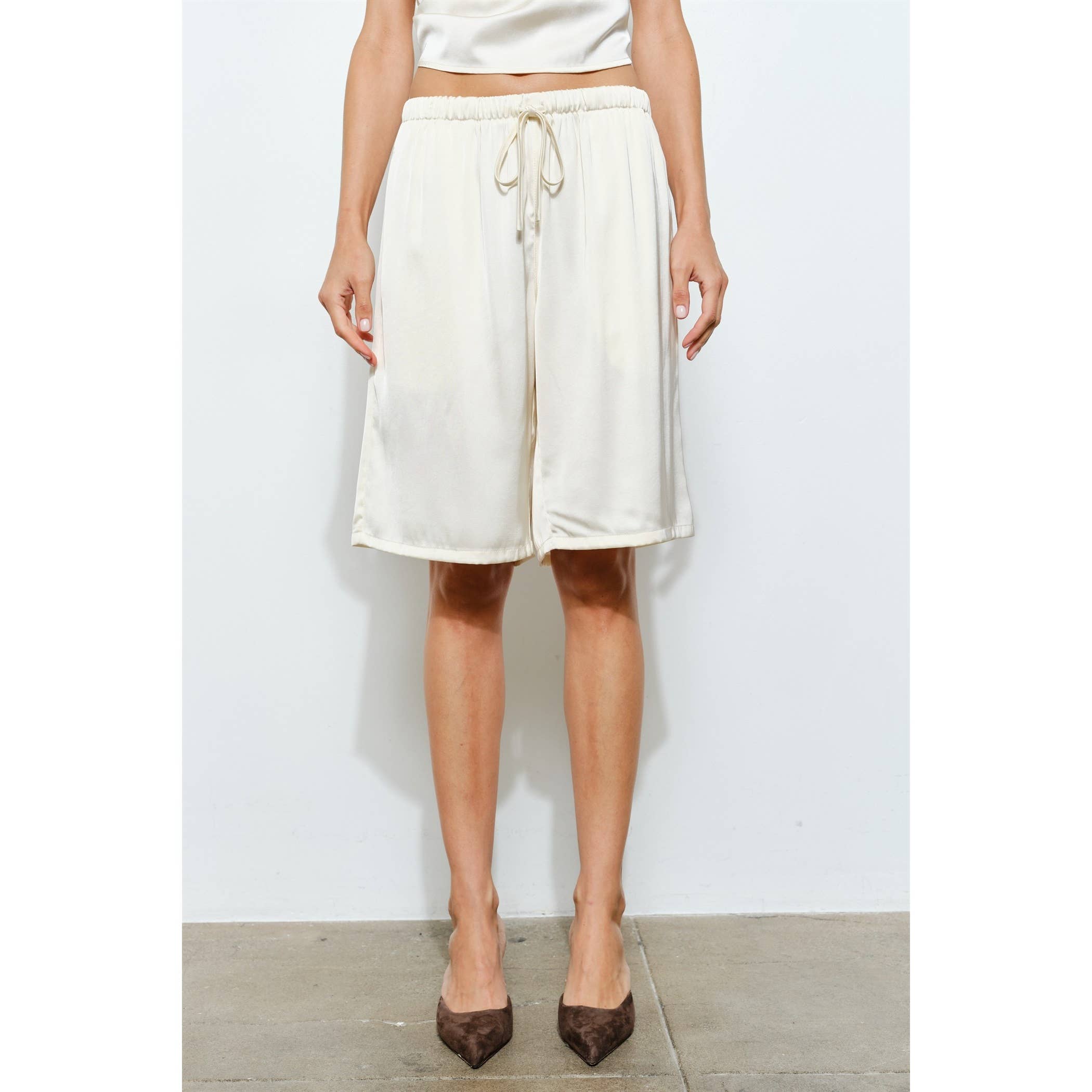 Lily Relaxed Fit Satin Long Shorts