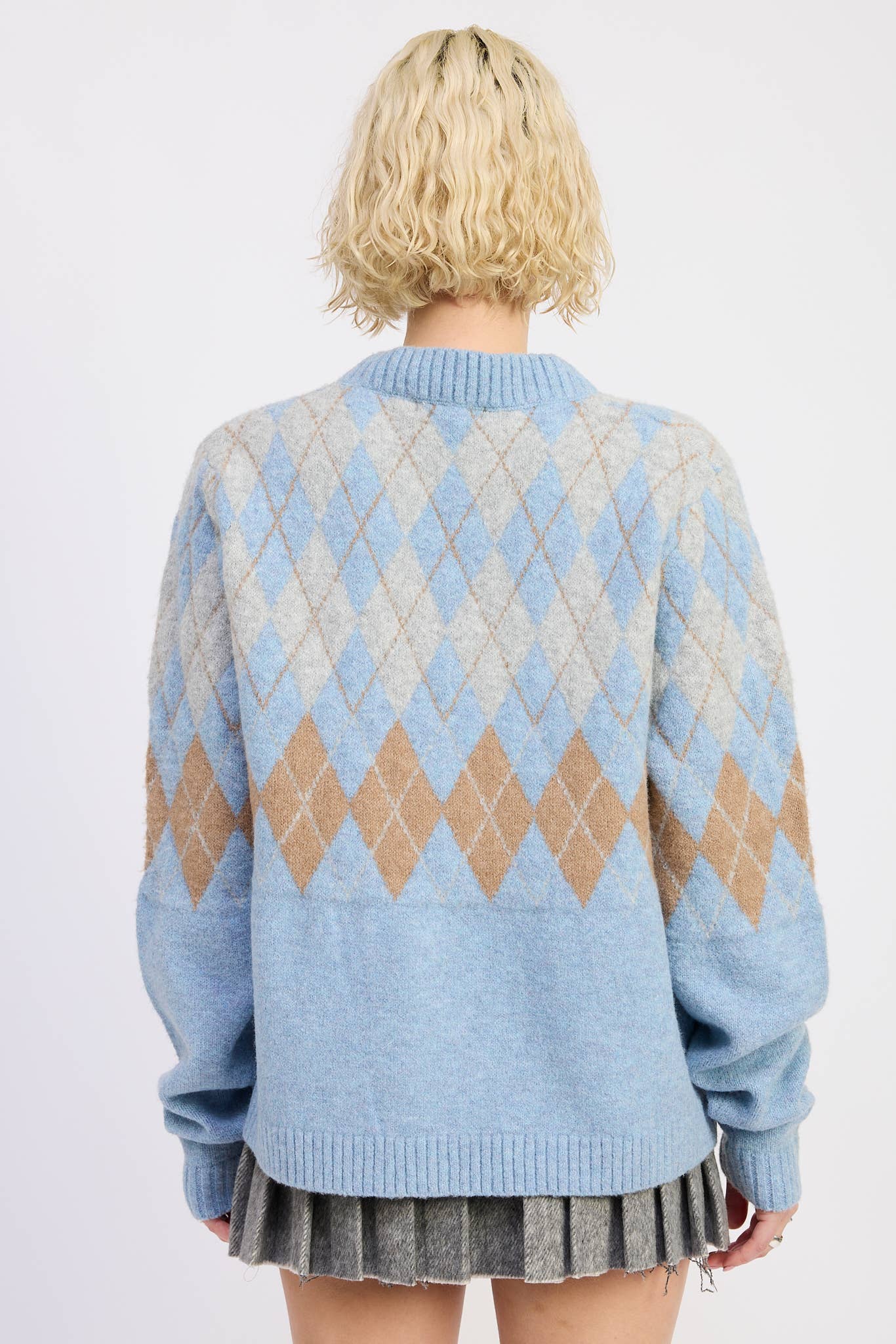 Argyle Zip Up Cardigan