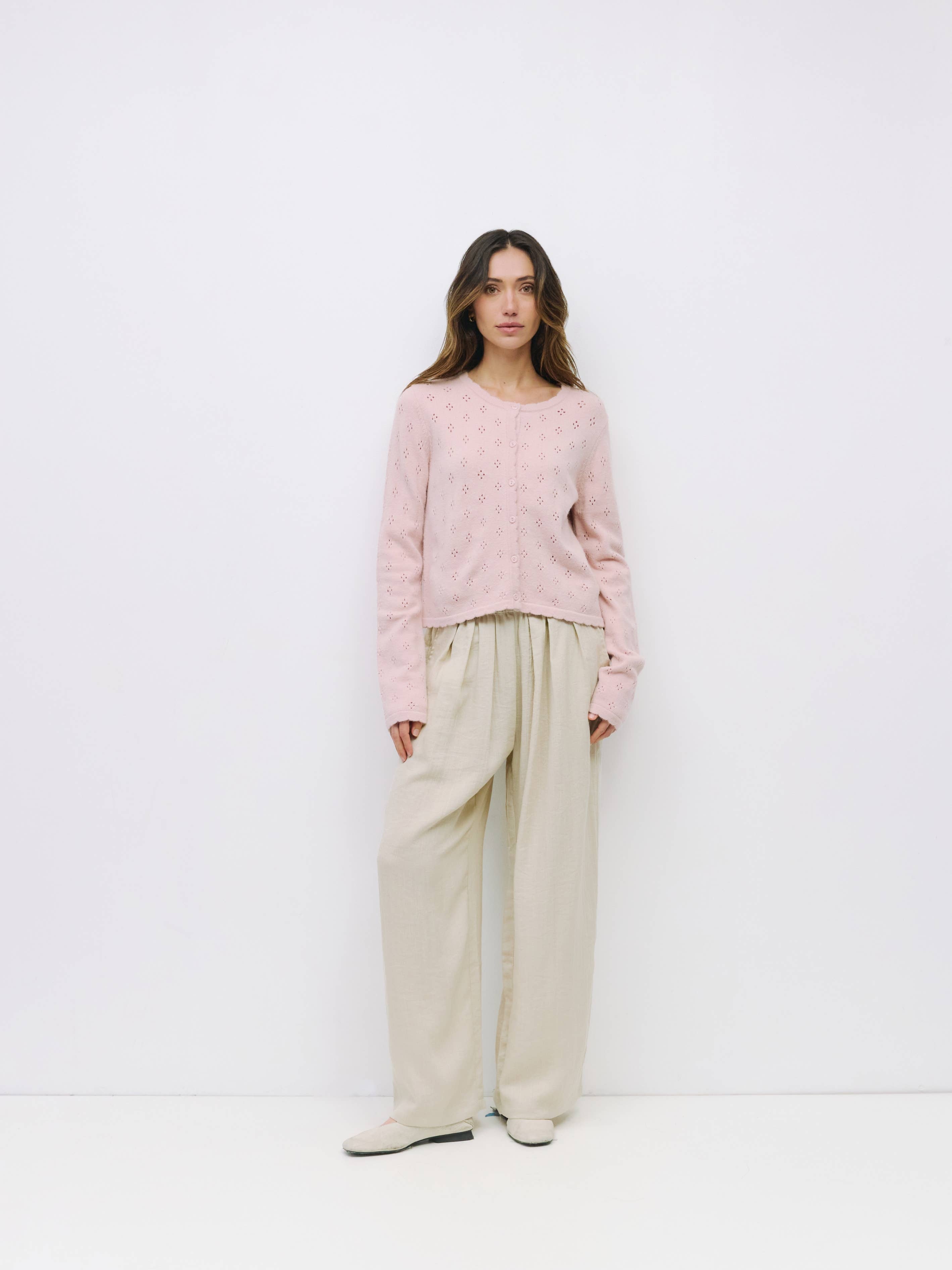 The Carmela Cardigan | Scalloped Pointelle Cardigan