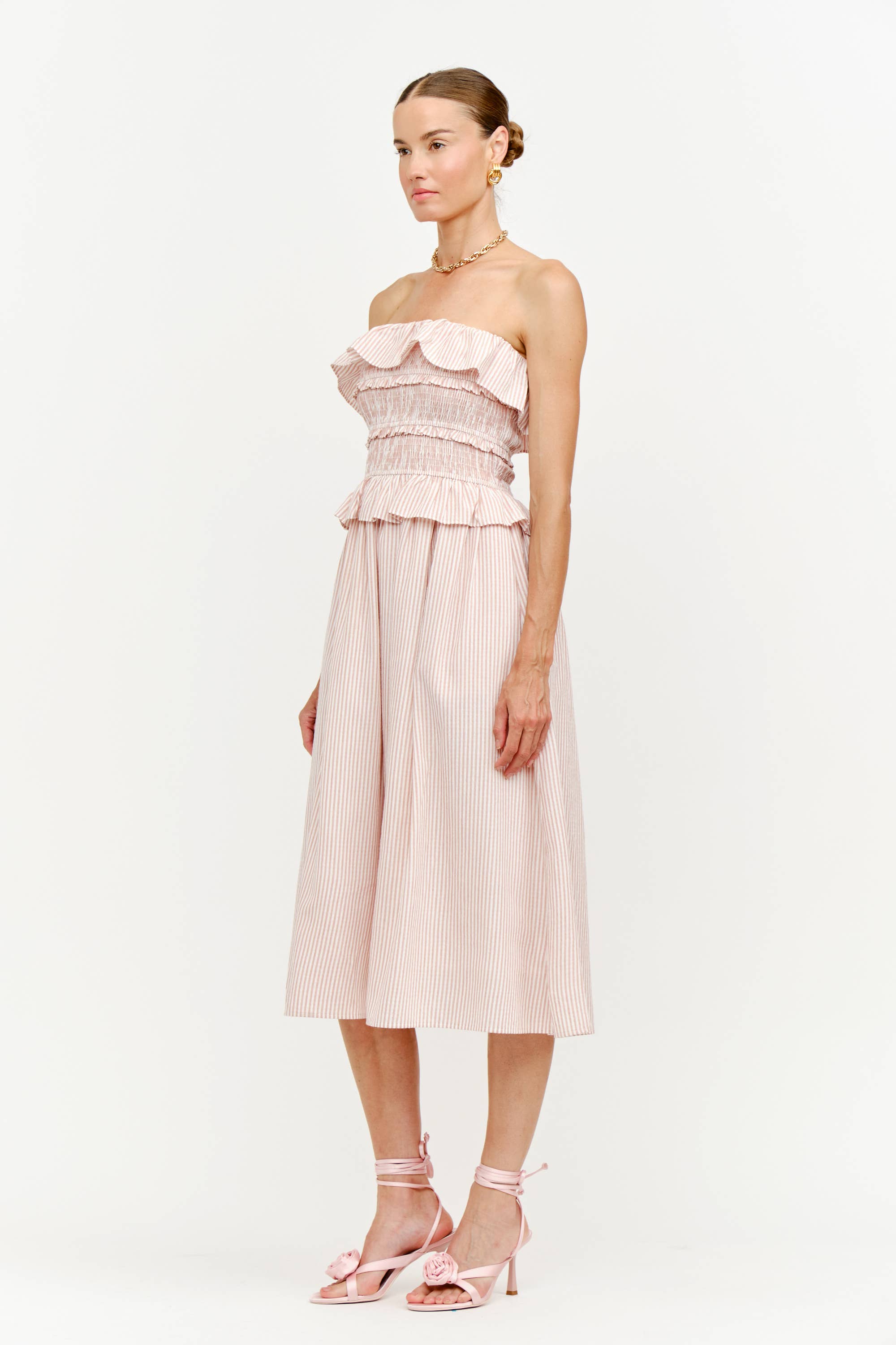 FLYNN BLUSH STRIPE DRESS