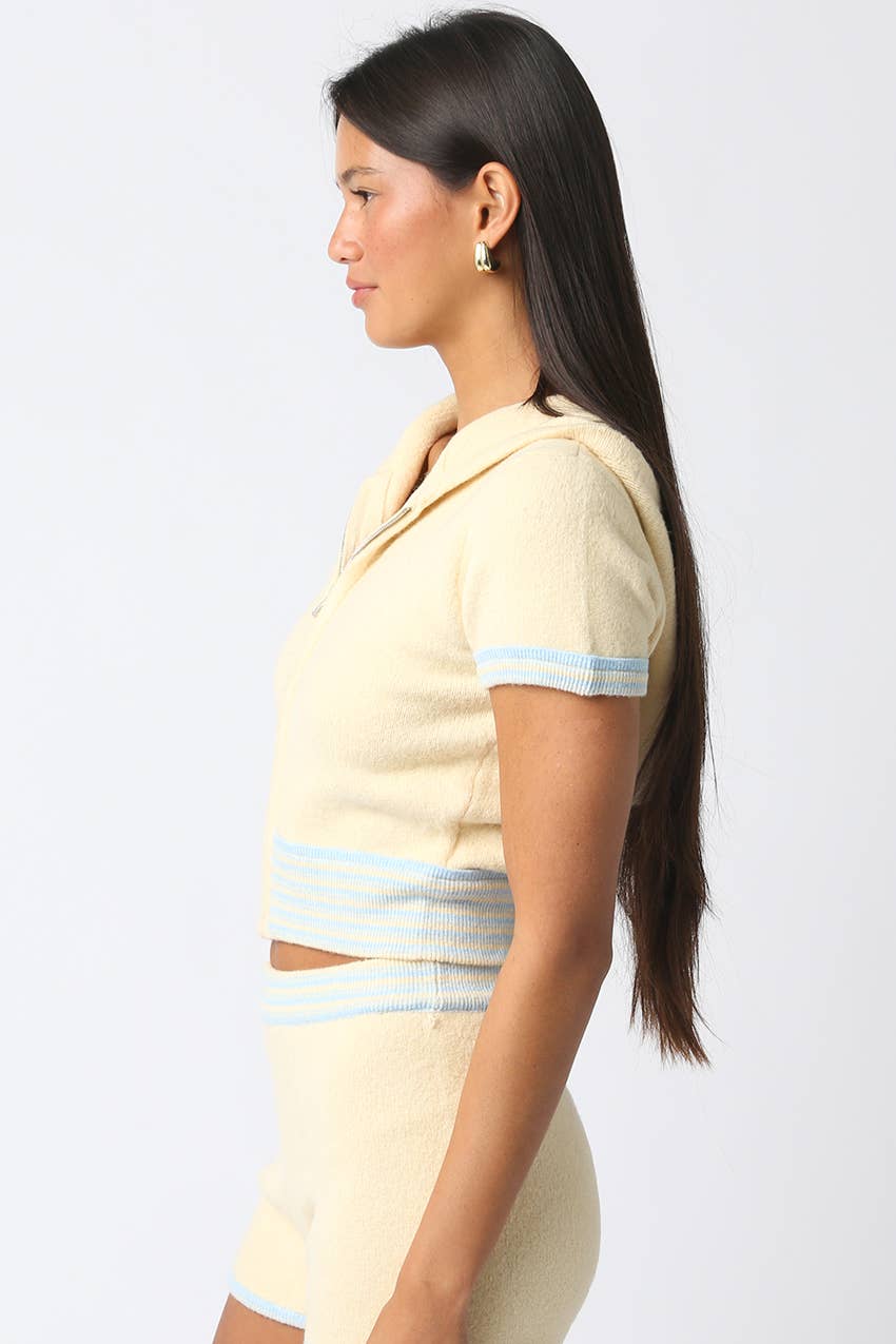 CARLA CONTRAST KNIT ZIP-UP