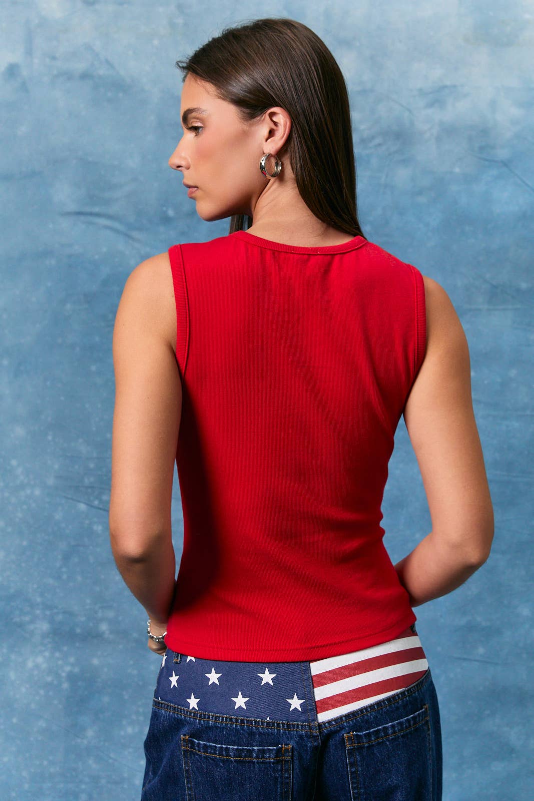 ROUND NECK SLEEVELESS RIB TOP