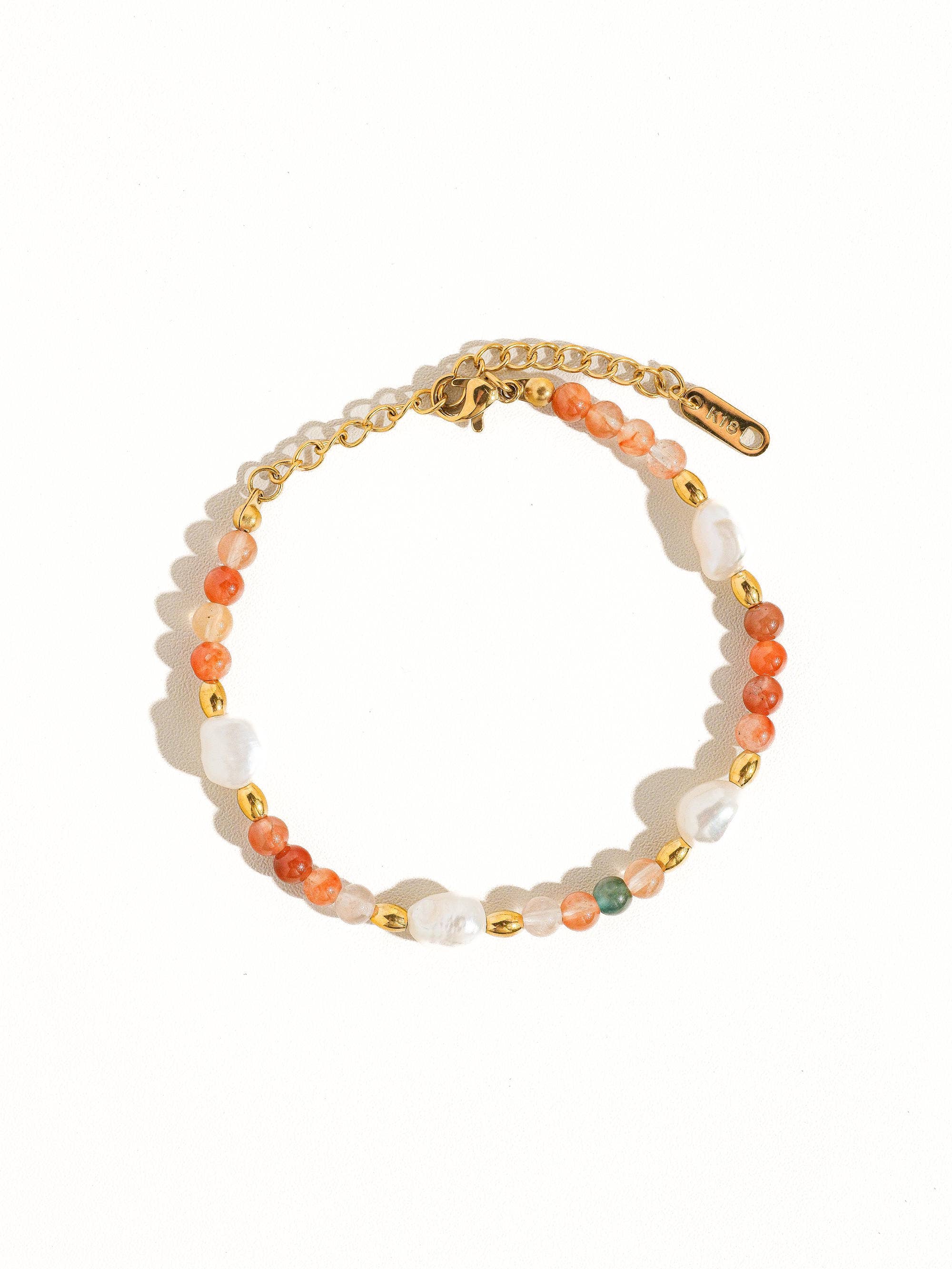 18K Non-Tarnish Bohemian Stone & Bead Bracelet