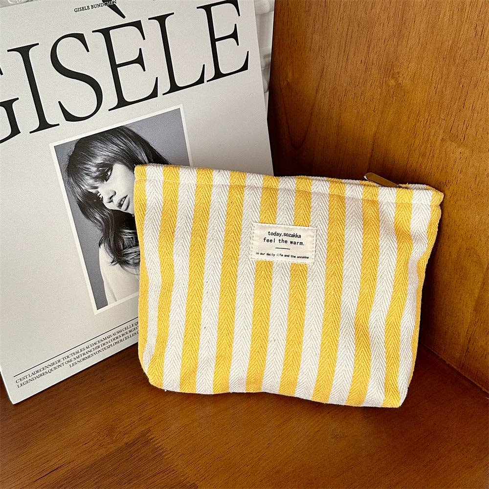 Striped Color Block Simple Make Up Bag
