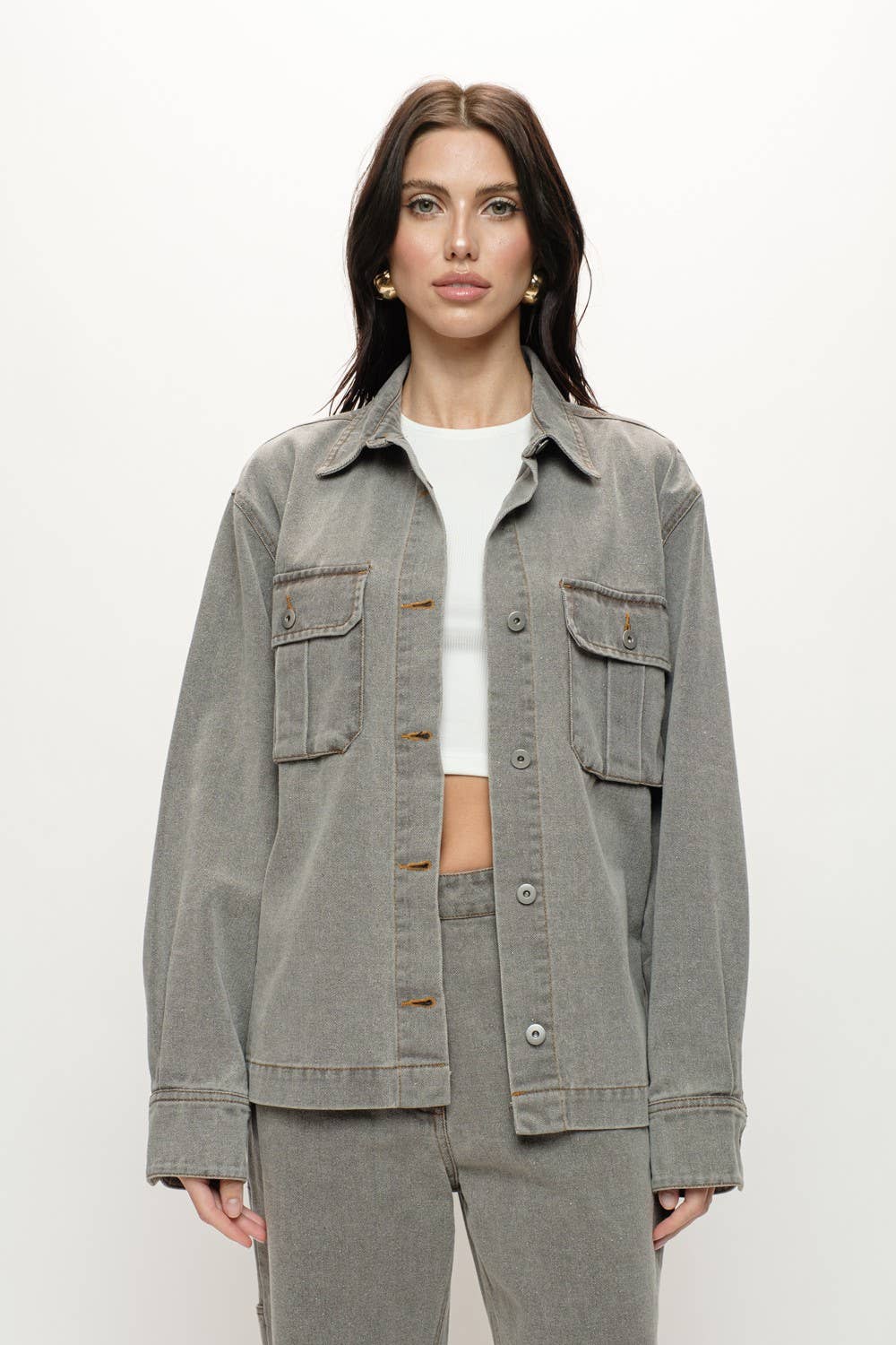 Denim Cargo Overshirt