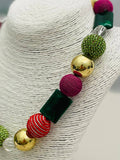 Pink/Green/Gold Holiday Spice Necklace