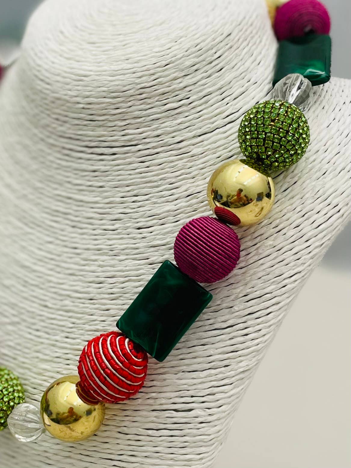 Pink/Green/Gold Holiday Spice Necklace