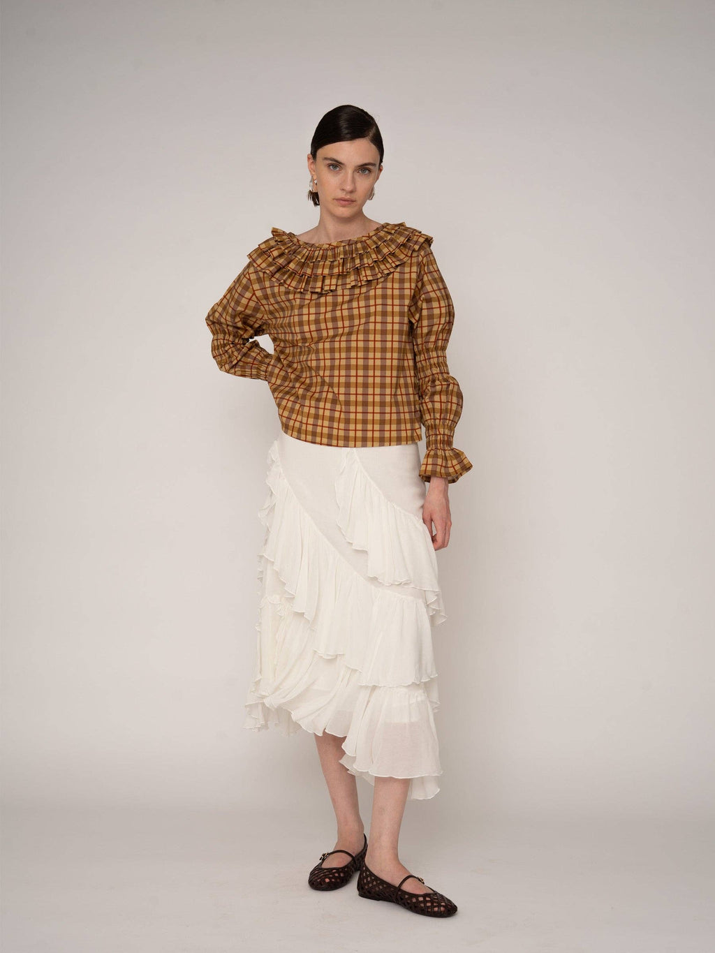 Tartine Plaid Print Blouse