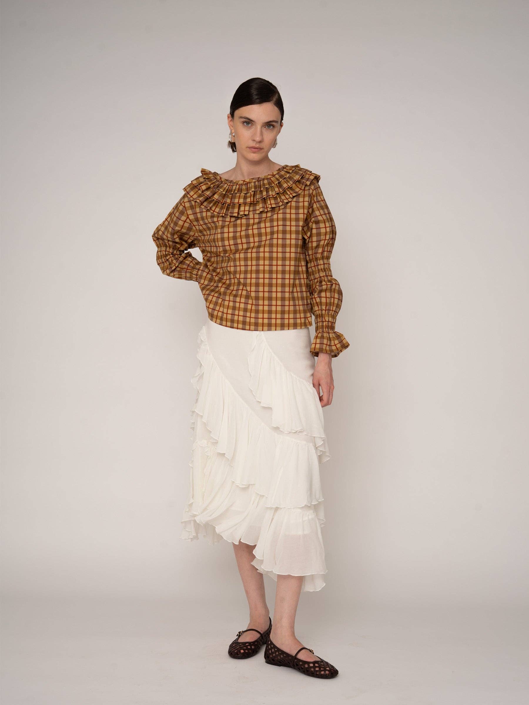 Tartine Plaid Print Blouse