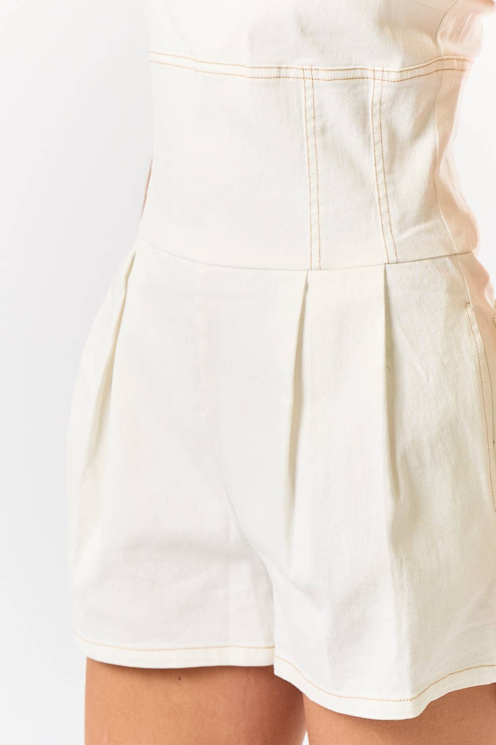 DENIM TUBE PLEATED ROMPER