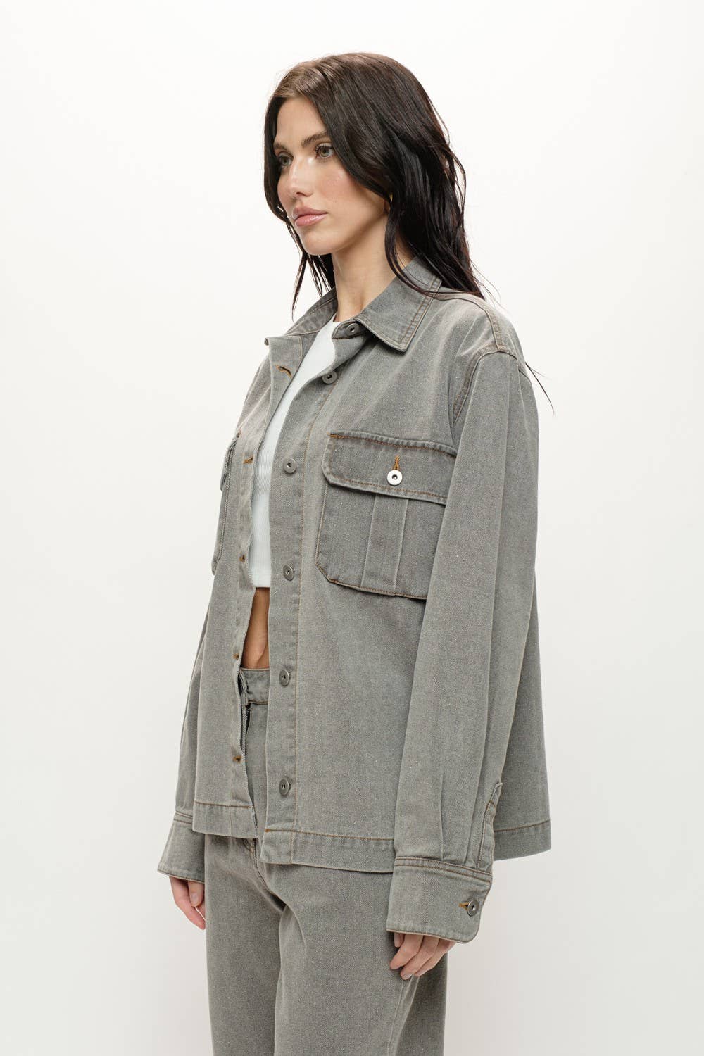 Denim Cargo Overshirt