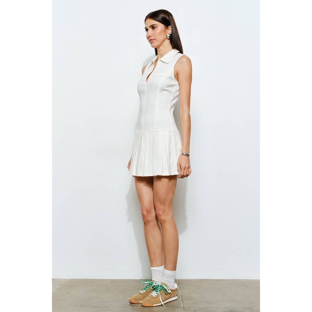Martine Pleated Zip Mini Tennis Dress