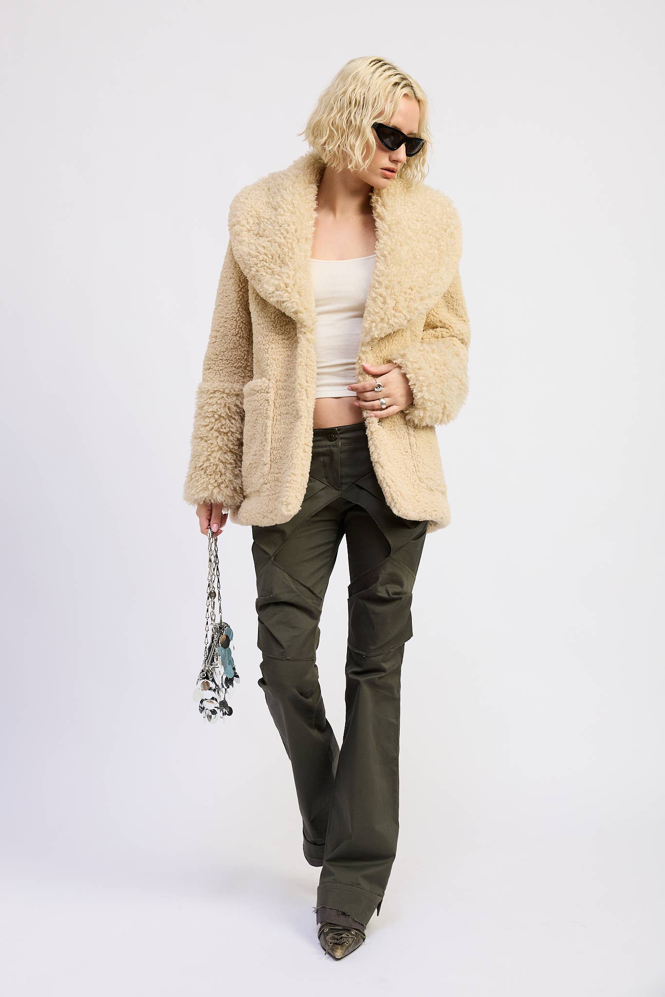Fur Trimmed Fleece Jacket With Packets