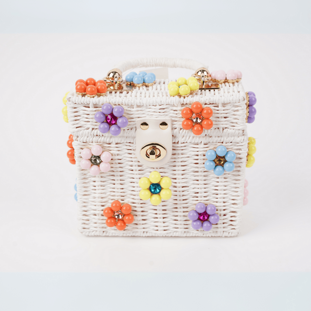 WICKER BUCKET DAISY FLOWER PURSE