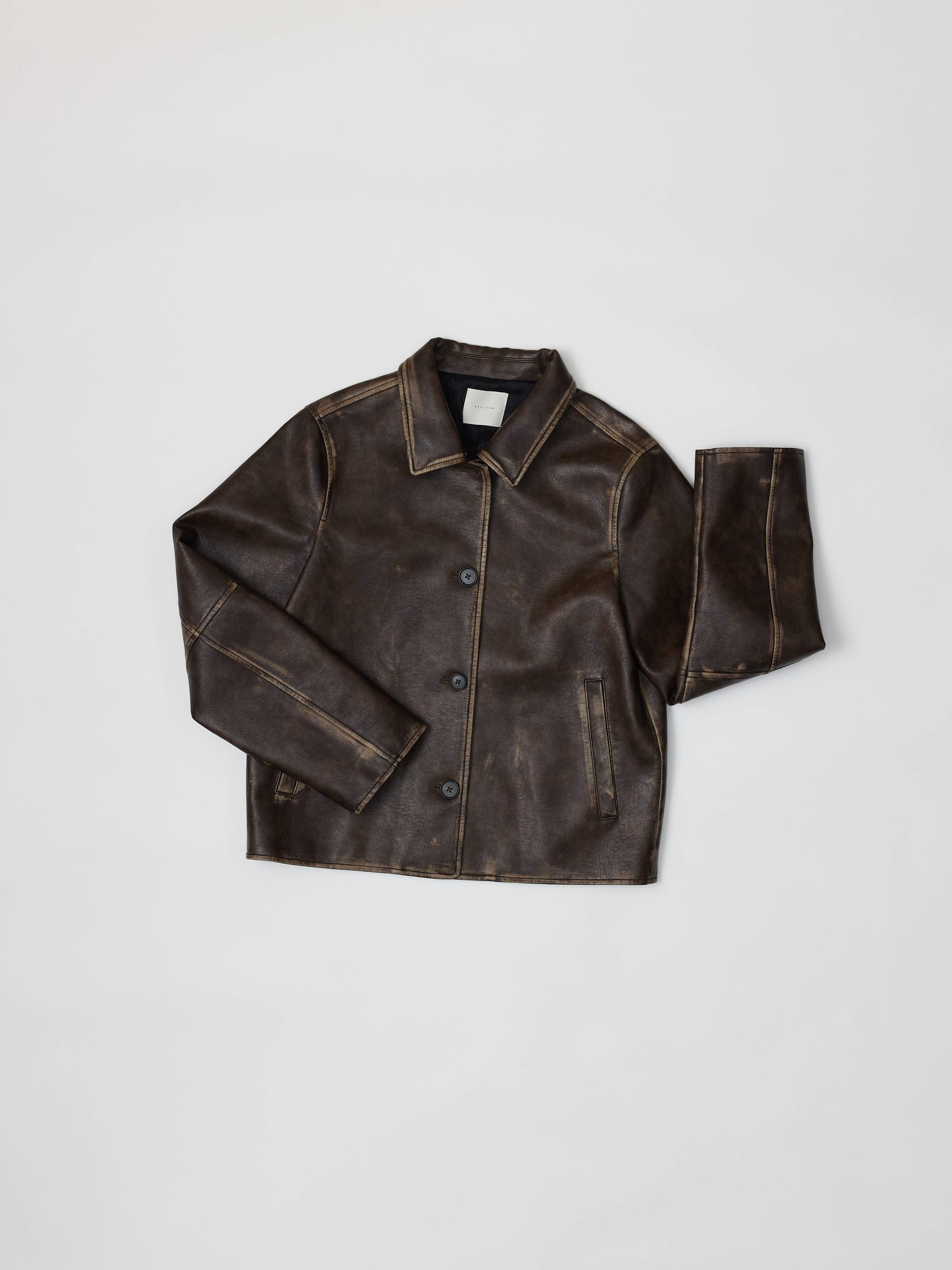 The Murph Jacket | Distressed Button-Down Leather Jacket