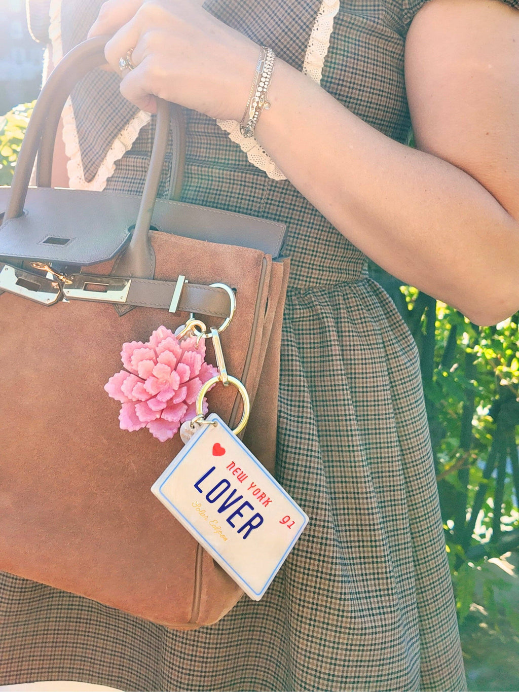 Hand-Painted Lover License Plate Bag Charm + Keychain