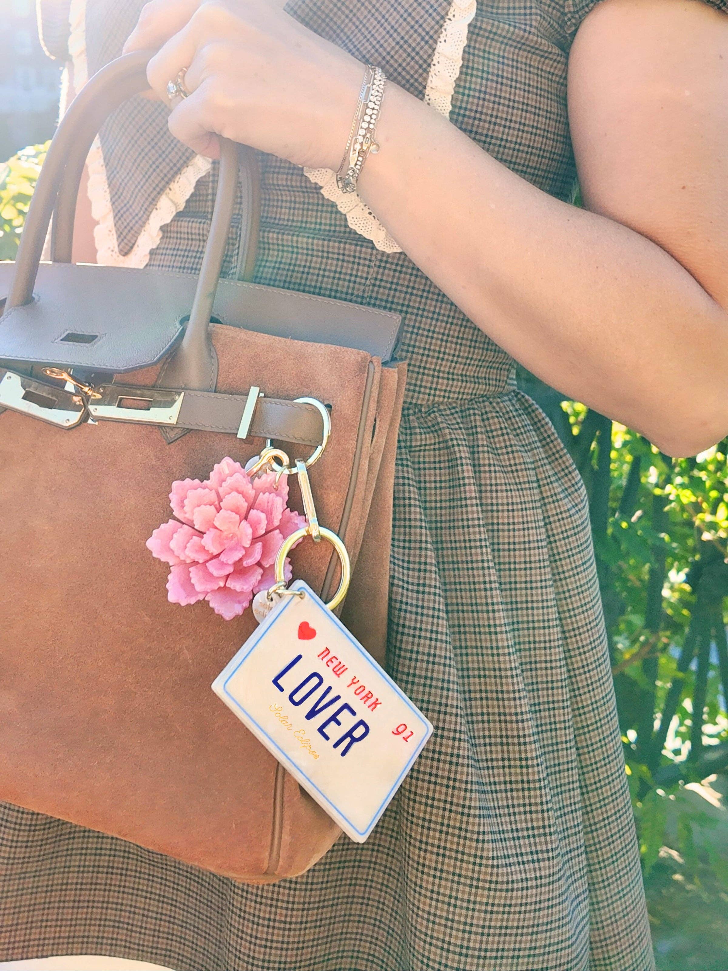 Hand-Painted Lover License Plate Bag Charm + Keychain