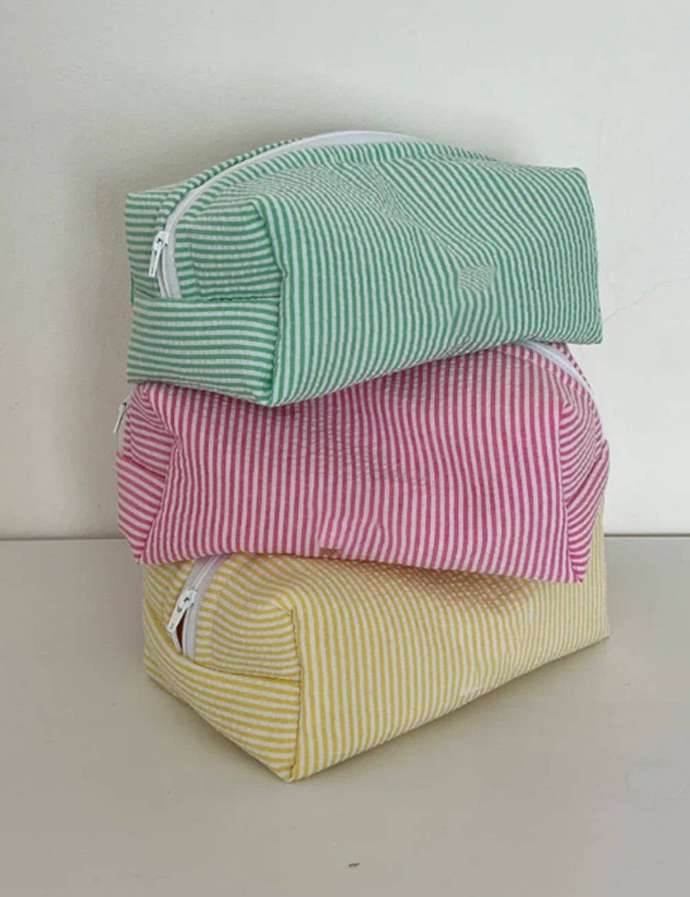 Simple Striped Color Block Cosmetic Bag