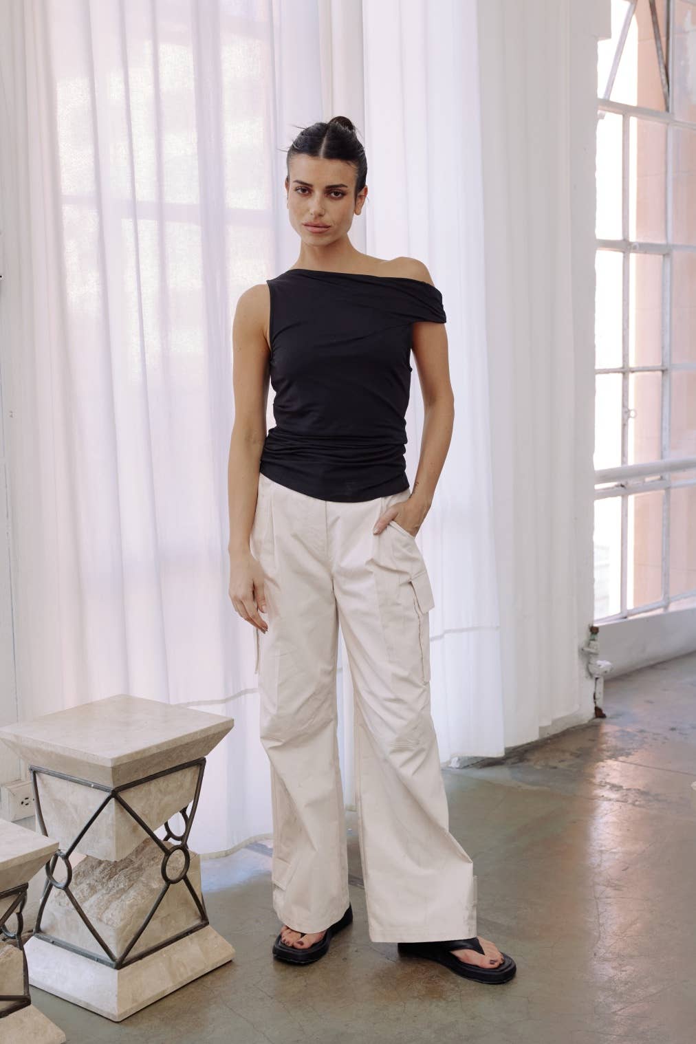 The Emilia Top | Asymmetrical Twist Shoulder Top