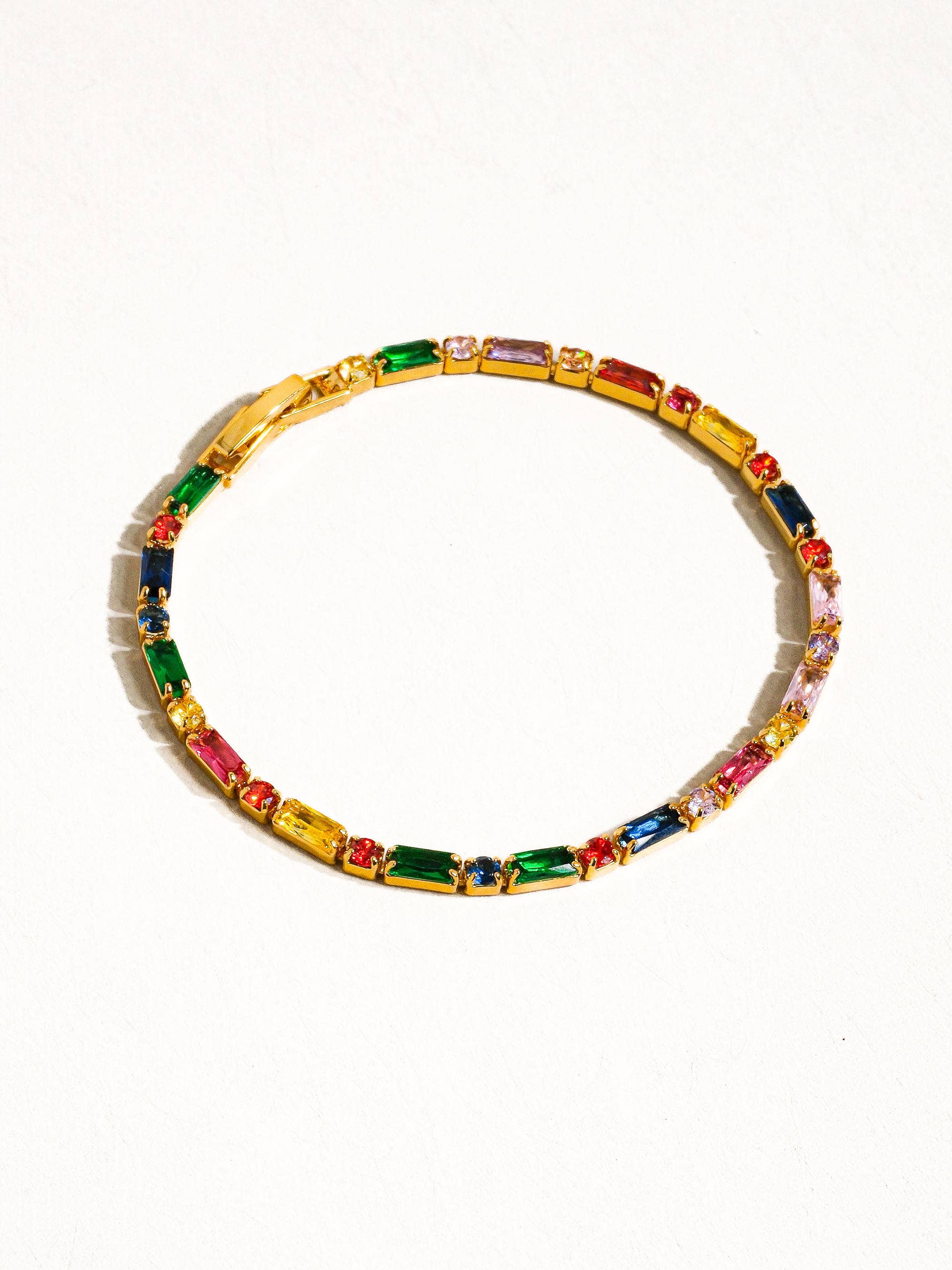 18K GOLD MULTICOLOR CHAIN BRACELET