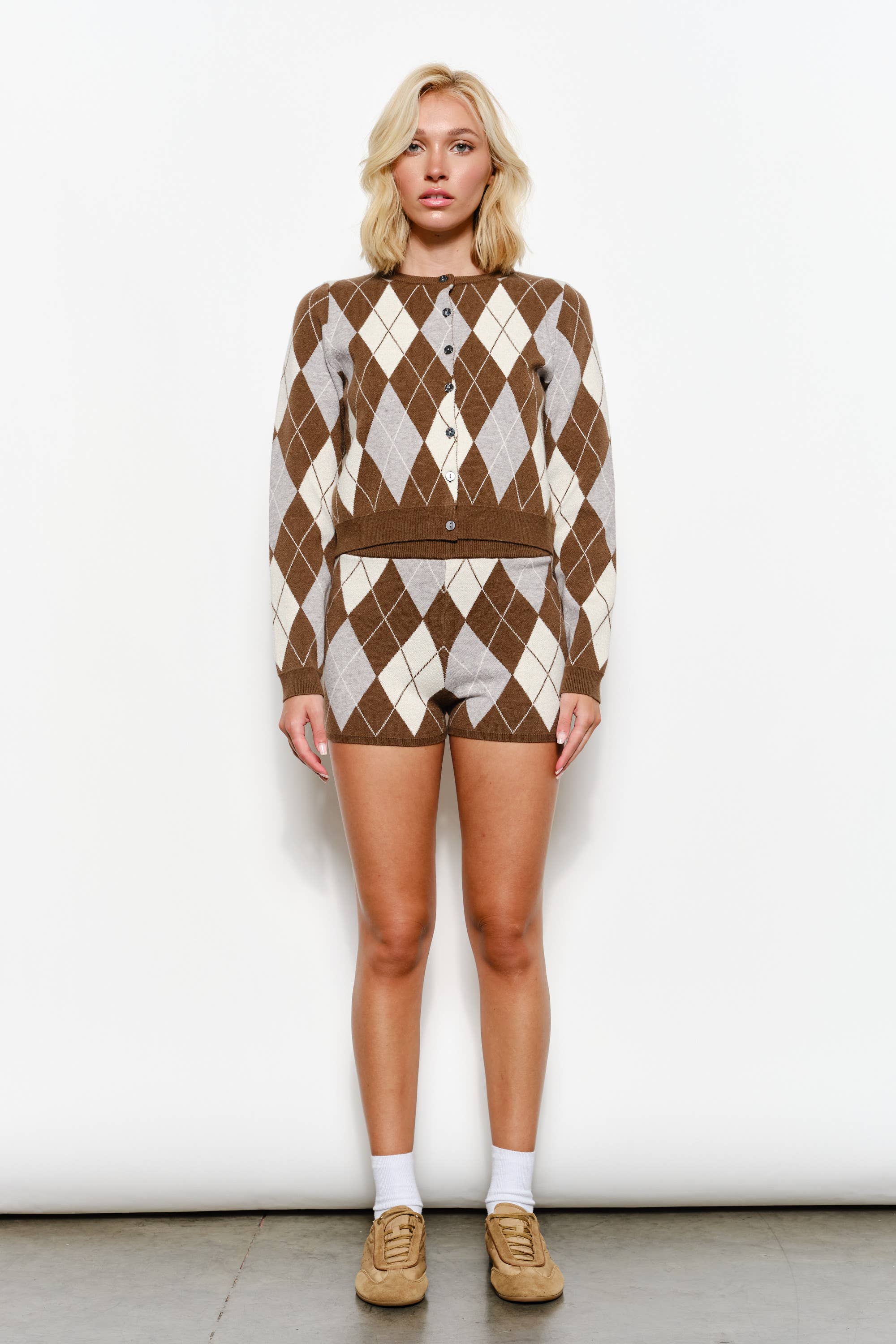Willow Argyle Knit Cardigan
