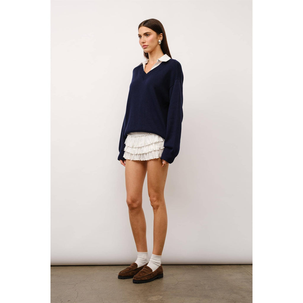 Cove Collared Two-Fer Oversized Sweater