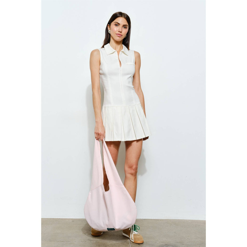 Martine Pleated Zip Mini Tennis Dress
