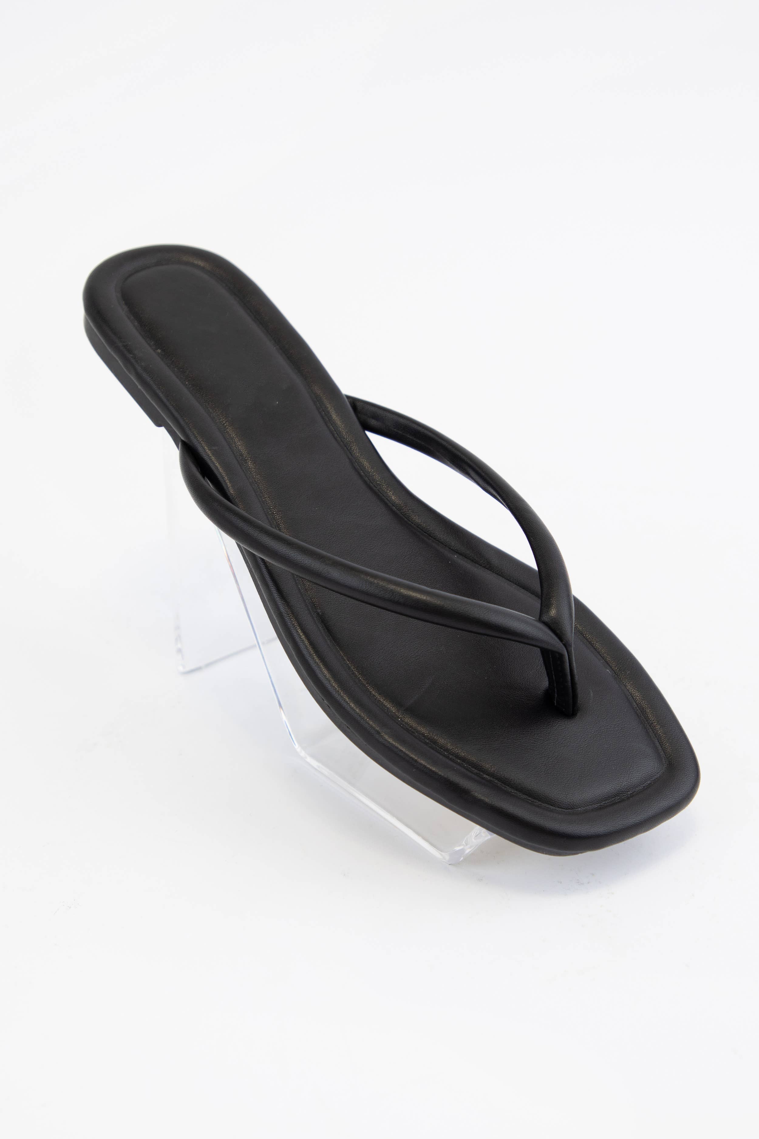 TALLULAH-1 SOLID COLOR SQUARE-TOE THONG SANDAL
