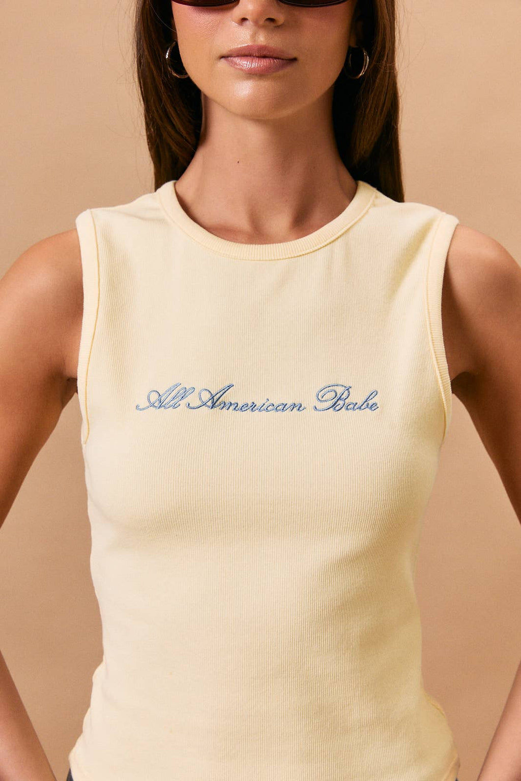 ROUND NECK SLEEVELESS RIB TOP