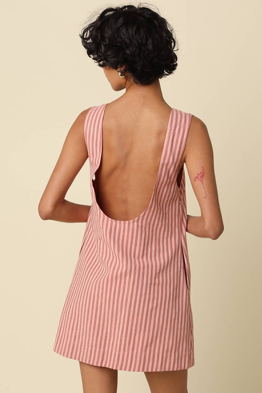 CHARIS STRIPE OPEN0BACK MINI DRESS