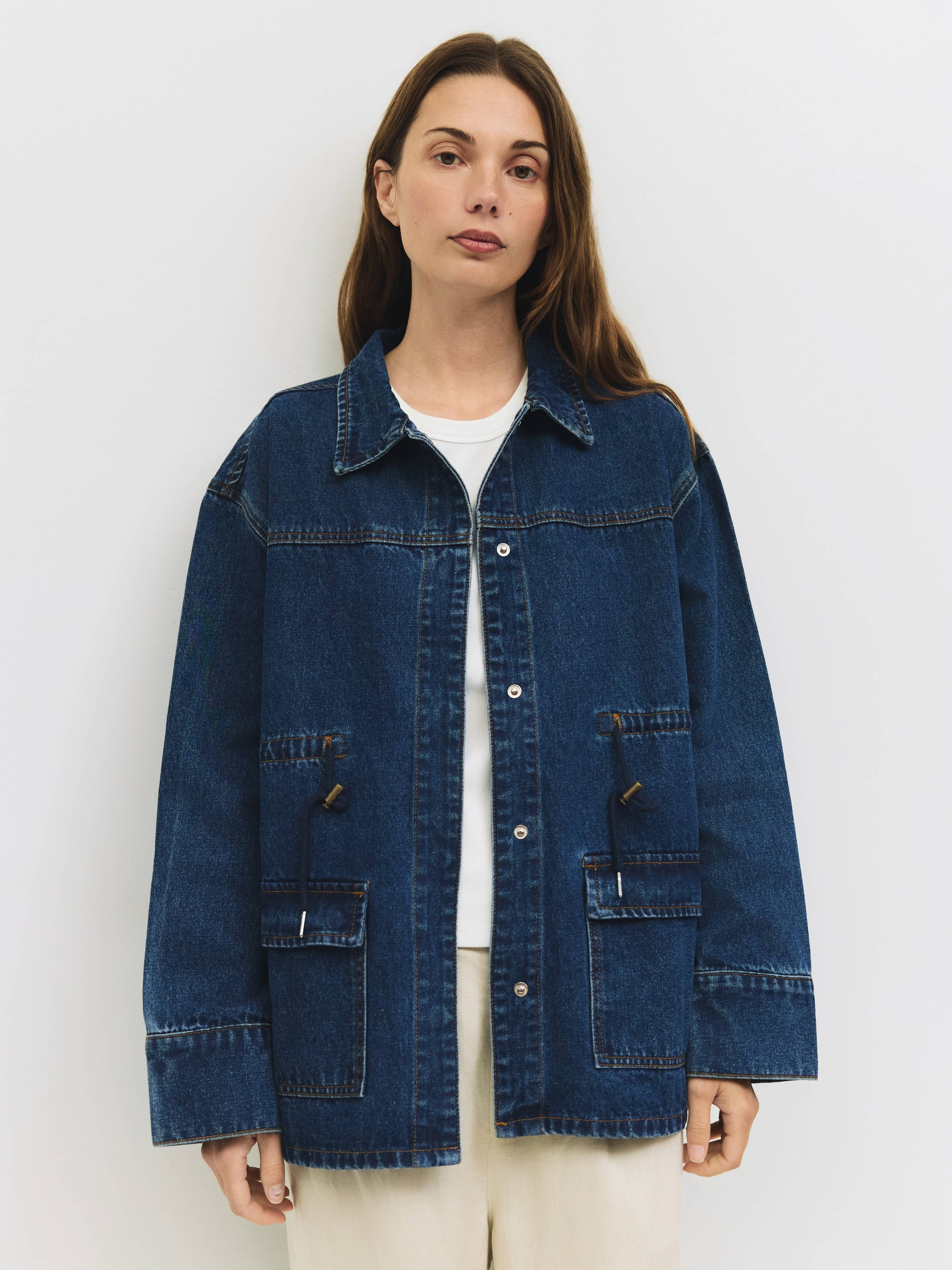 The Aster Jacket | Denim Drawstring Jacket