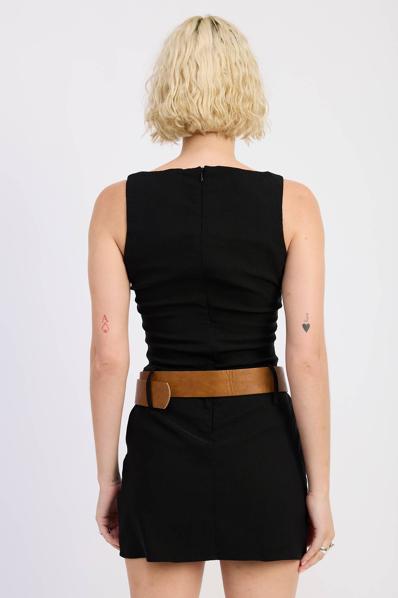 BOAT NECK MINI TANK DRESS WITH CHUNKY BELT