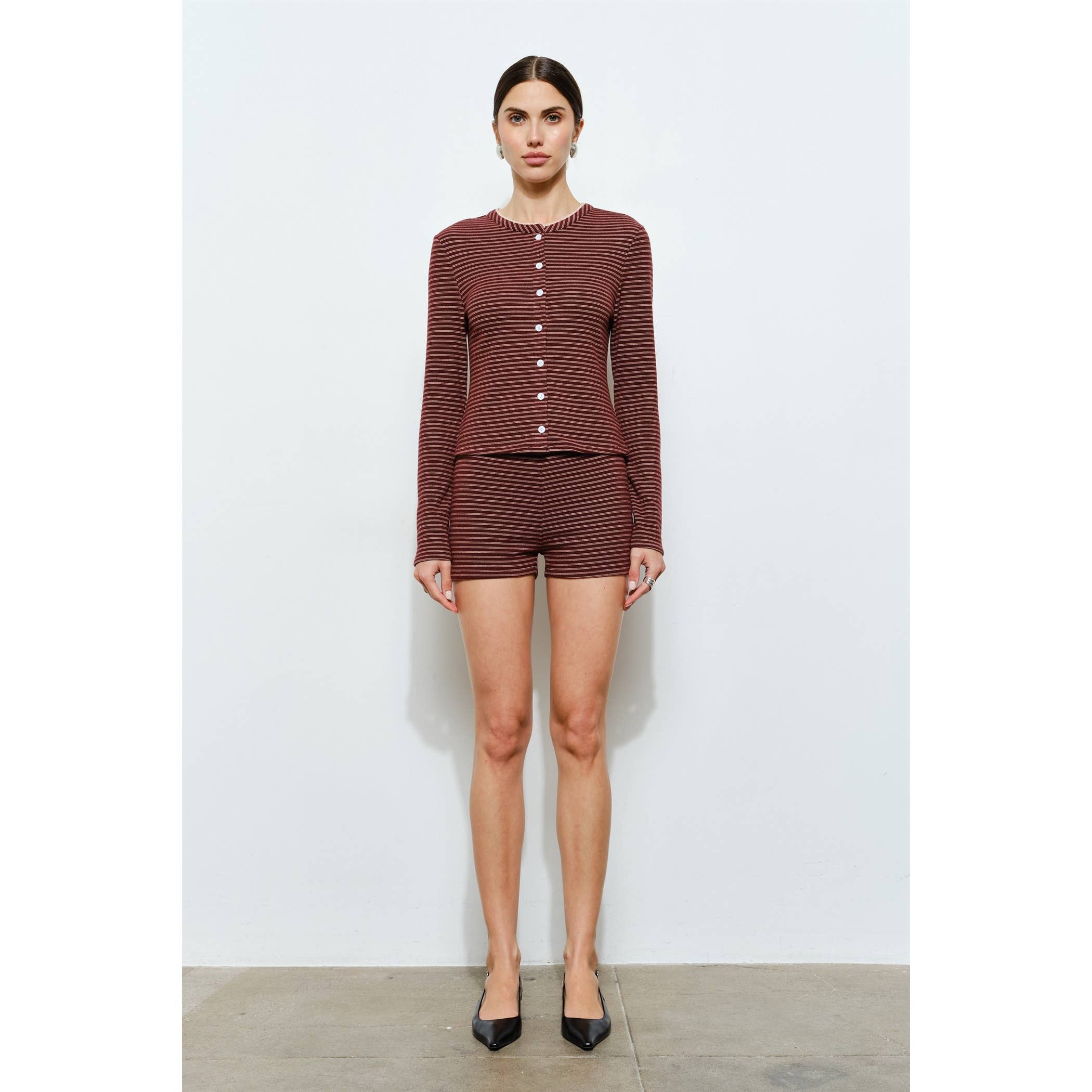 Renata Striped Long Sleeve Button Up Top